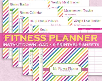 Health & Fitness Planner - 9 Printable Pages! Instant Downloadable Letter Size PDF