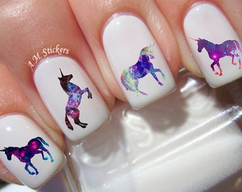40 Galaxy Unicorn Nail Decals