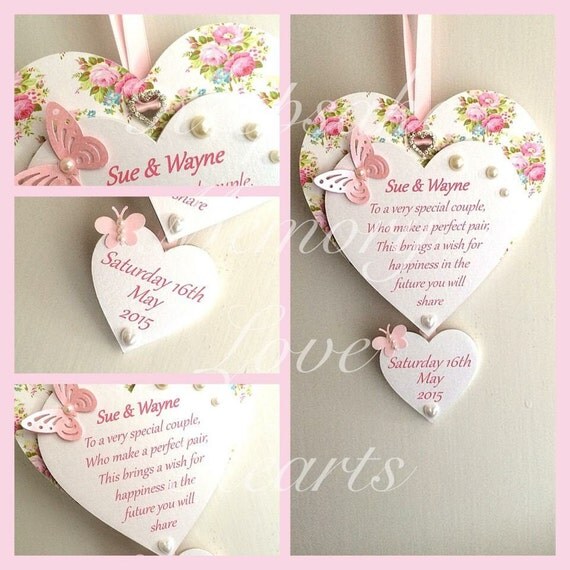 Personalised wedding gift for couple wooden keepsake heart