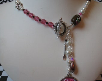 Let Them Eat Cake~ Marie Antoinette victorian goth pearl crystal charm necklace