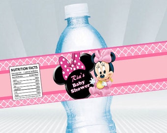 Baby Minnie Mouse Water Bottle Label DIY PRINTABLE, You Print