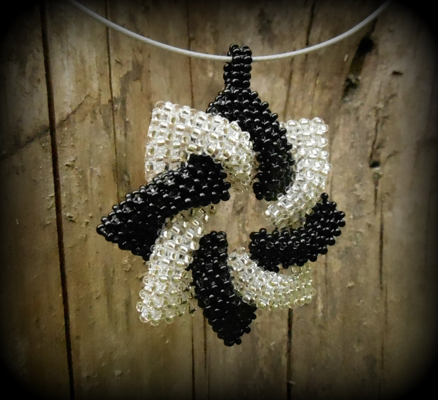 Celtic Knot Pendant Beaded Celtic Knot black and white by Estimara