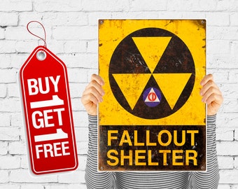 Fallout shelter print vintage poster retro fallout sign, fallout poster danger worming sign poster vintage advertising - Fallout 1 (1225)