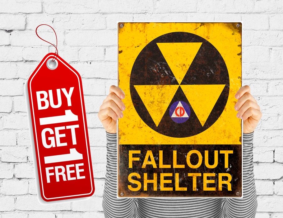 Fallout shelter print vintage poster retro fallout sign