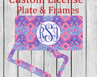 Monogram License Plate - Personalized License Plate -Lily Pulitzer Front License Plate Frame - Monogram - Personalized Car coaster
