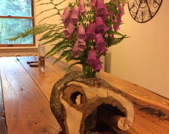 Wooden Vase Holder Bud Vase, Office Gift, Small Wooden Decor, Centerpiece, Rustic Wedding Decor,