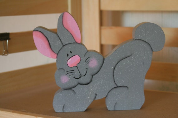 Items similar to Hand painted wooden rabbit standing on Etsy
