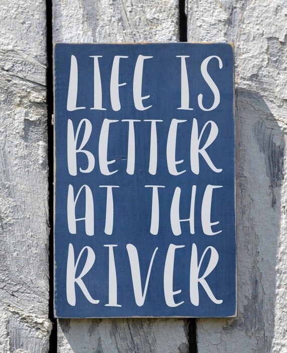River Sign River House Decor Hand Painted Wood by FarmHouse1920