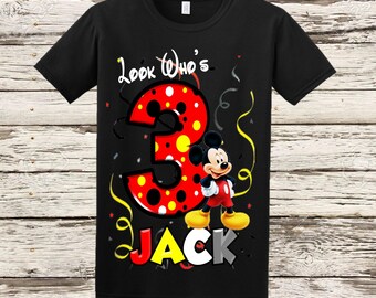 Mickey Mouse Birthday Shirt - Black Shirt Available