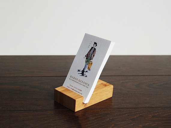 Wood Business Card Holder. Bamboo Business Card Stand. Wooden