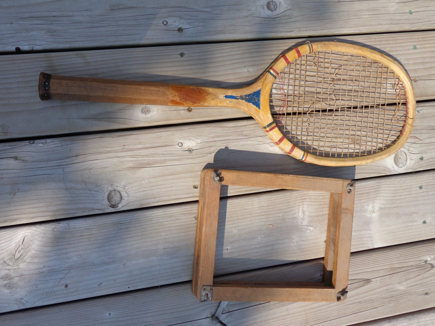 Wright & Ditson all wooden tennis racket with press