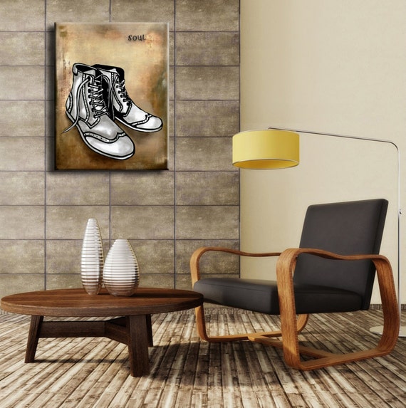 Original Abstract SHOE print Modern Decor HUGE Canvas Wall Art by ...
