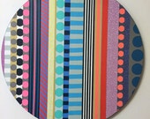 Cross Section - Original Round Acrylic Abstract Art Painting with Dots and Stripes