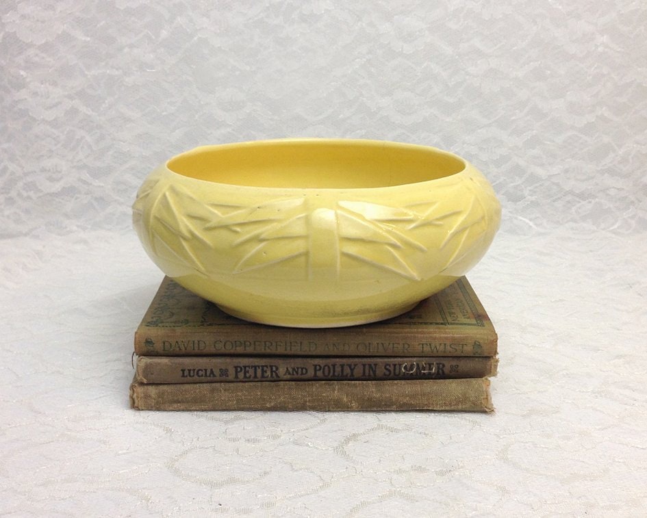 McCoy Pottery Yellow Planter Bowl Vintage Bulb Flower Pot