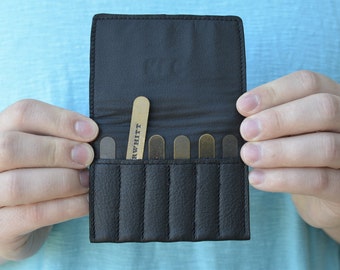 Leather Collar Stay Case with Free Monogram - Personalized Gift for Man Boyfriend Husband Dad Brother Grad