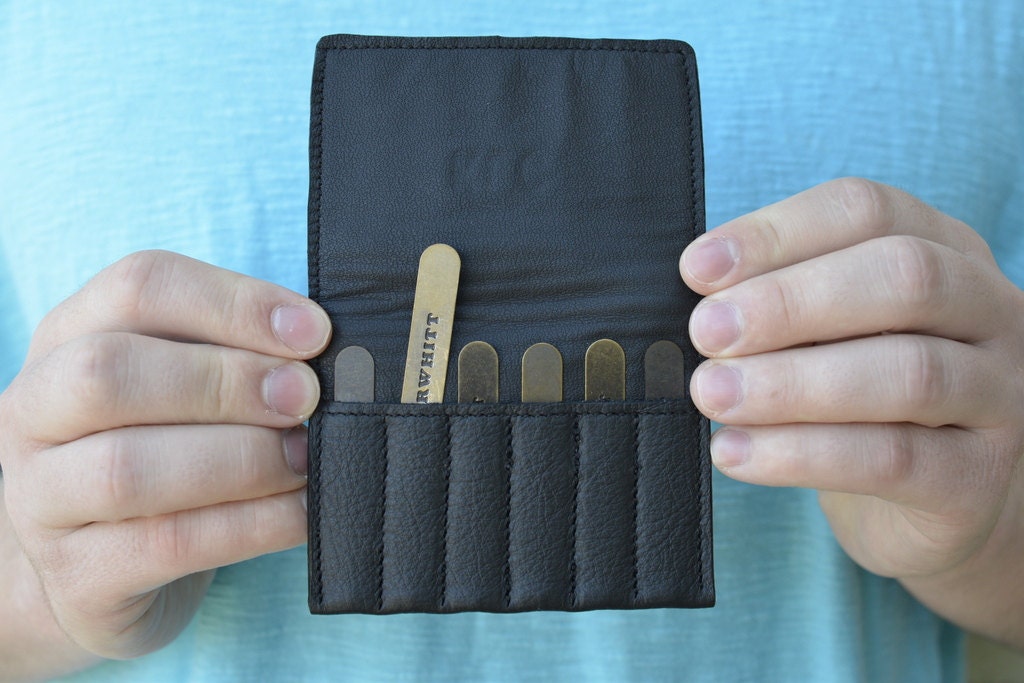 Leather Collar Stay Case with Free Monogram Personalized