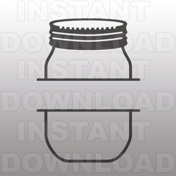 Mason Canning Jar Split Monogram Frame SVG File Commercial