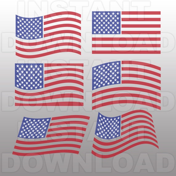 Download American Flags SVG File Cutting Template-July 4th USA Vector