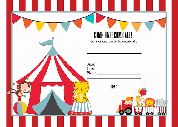 Free Printable Fill In Circus Birthday Invitations 6