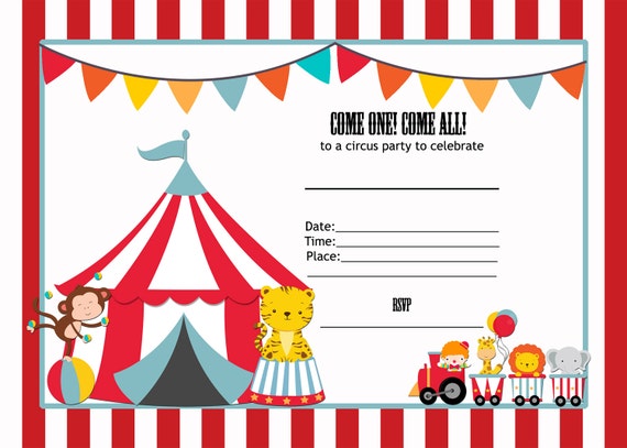 Free Printable Fill In Circus Birthday Invitations 6