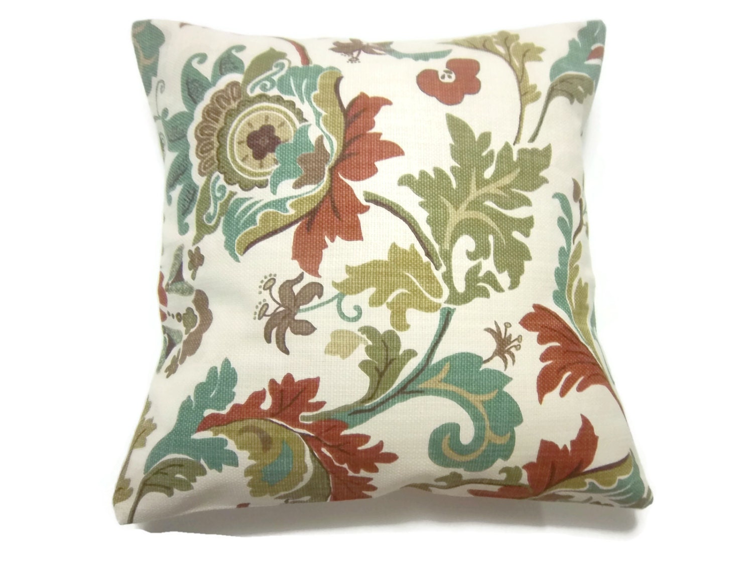 RESERVED Decorative Pillow Cover Teal Olive Rust Brown Natural