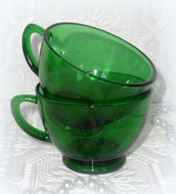 green Green Vintage Cups, Cups glass Glass Coffee  Emerald Punch cups Cups, vintage Tea