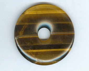 40mm Brown Tiger Eye Gemstone Focal PI Donut Pendant Tigers Eye Doughnut 612b4