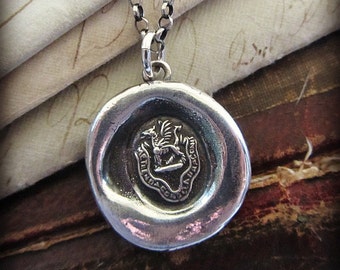 Dragon Wax Seal Pendant Necklace - Wax Seal Heraldic Crest Necklace - Fear the Dragon - RP840