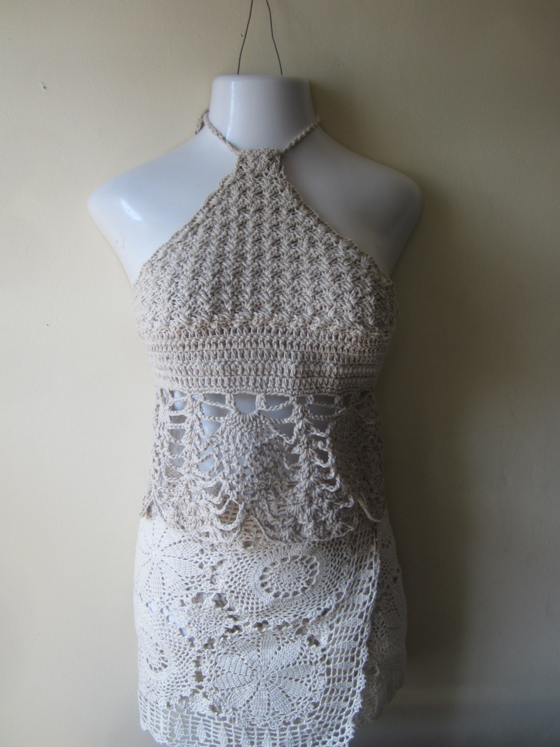 Beige crochet halter top Crochet summer halter top Festival