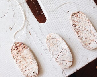 Ceramic Fern Pressing - wall hanging, wind chime, charm, amulet