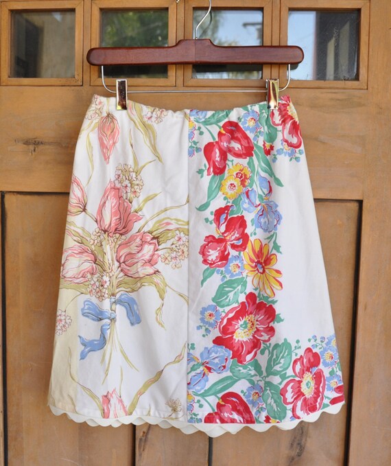 Vintage Tablecloth Skirt Size 8