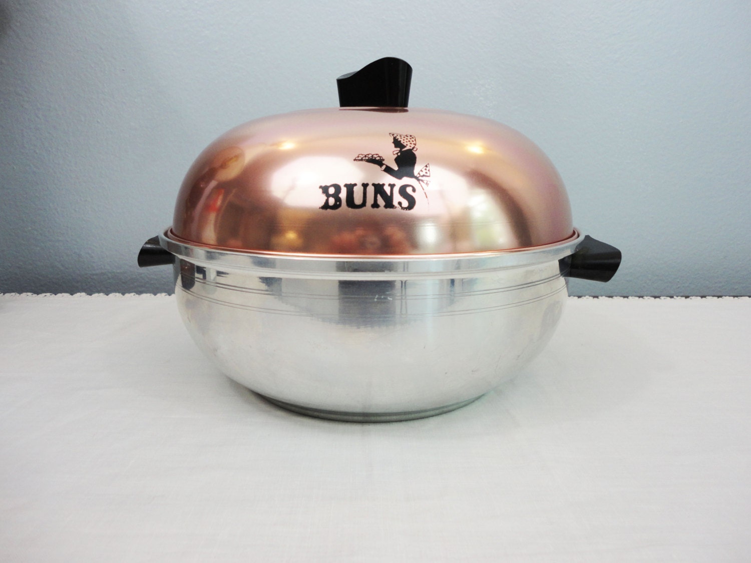 Vintage Bun Warmer Serving Oven West Bend Anodized Aluminum Copper