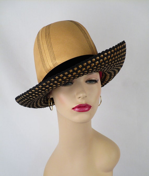 Vintage Hat Cavalier Wide Brim Straw by Kutz Sz 21