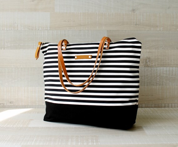Zippered Striped Tote Bag EXPRESS SHIPPING Tote Diaper Bag
