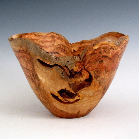 Small Natural Edge Maple Burl Wood Turned Bowl or Platter