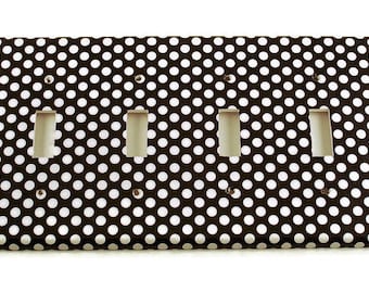 Quad Light Switch Cover Wall Decor Switchplate Switch Plate in Polka Dots Rock (207Q)