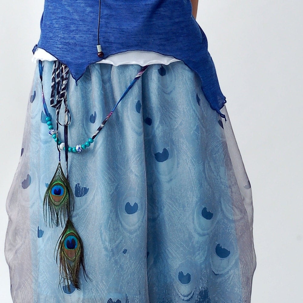 Peacock Chiffon Maxi Skirt And Dress Q1206 3077