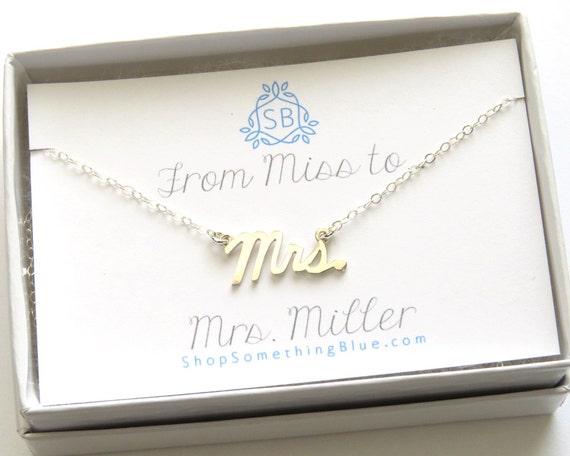 Mrs Script Necklace With Custom Married Name By ShopSomethingBlue