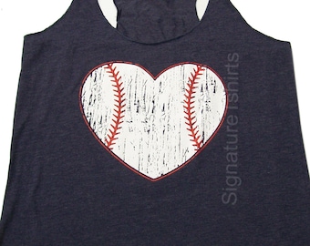 Funny Baseball Tank top. Baseball shirt. Baseball womens Tank. Vintage baseball heart graphic sport game tank top