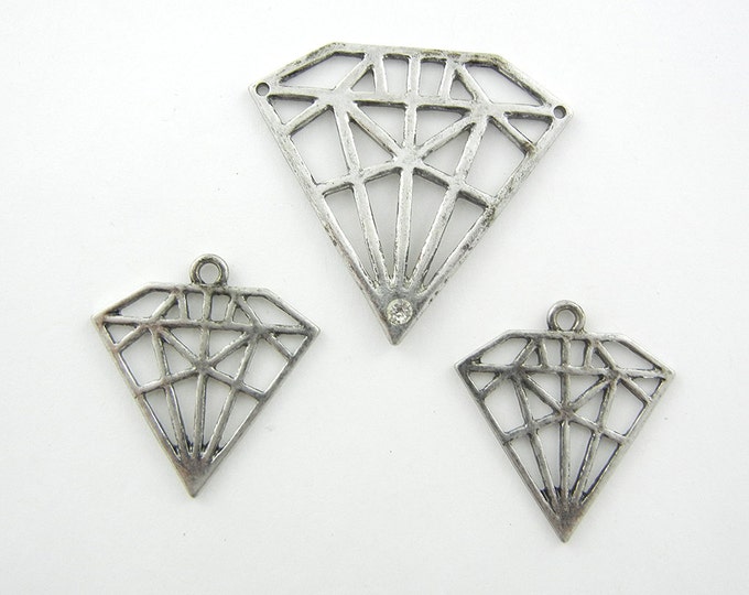 Set of Diamond Cut-out Pendant and Charms