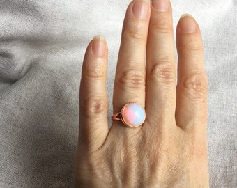 Rose gold ring, Opalite ring, rose gold jewelry