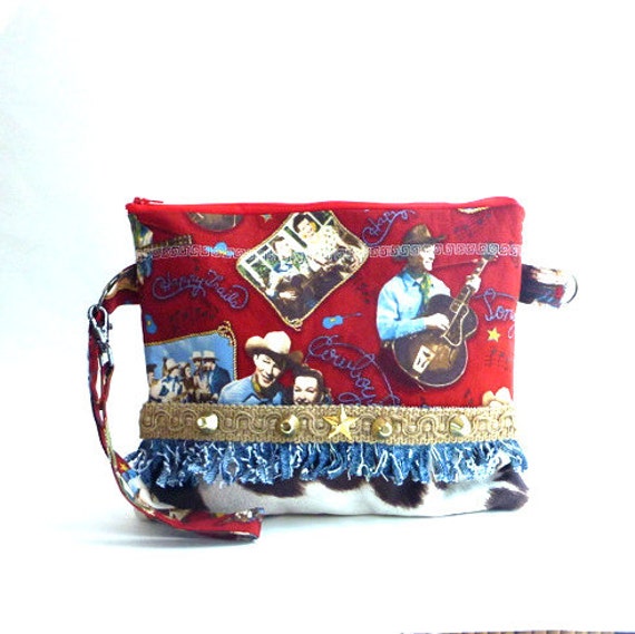 Western zipper clutch, wristlet, purse, handbag, boho clutch, faux