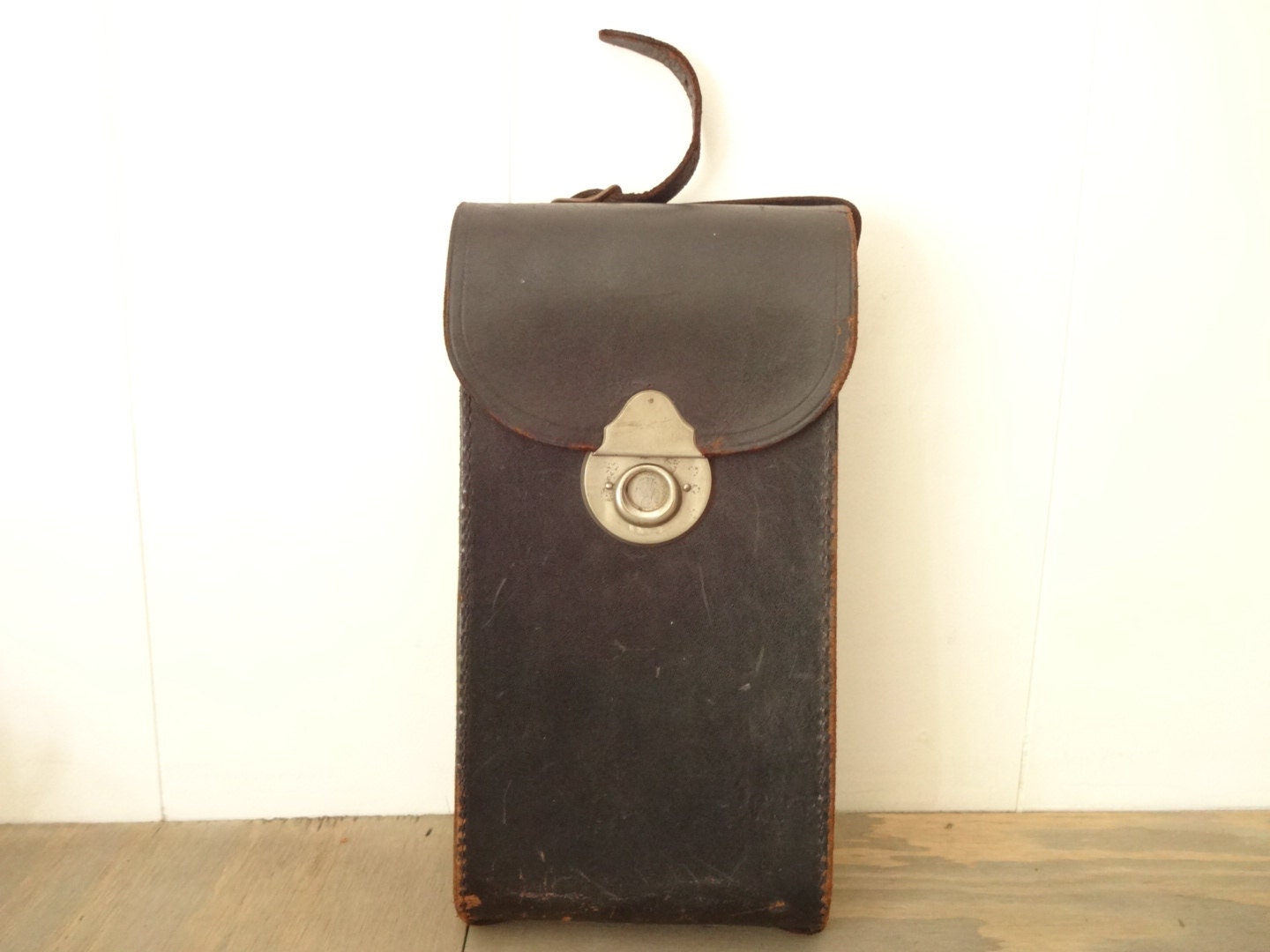 Vintage Leather Camera Case..Black Leather Camera