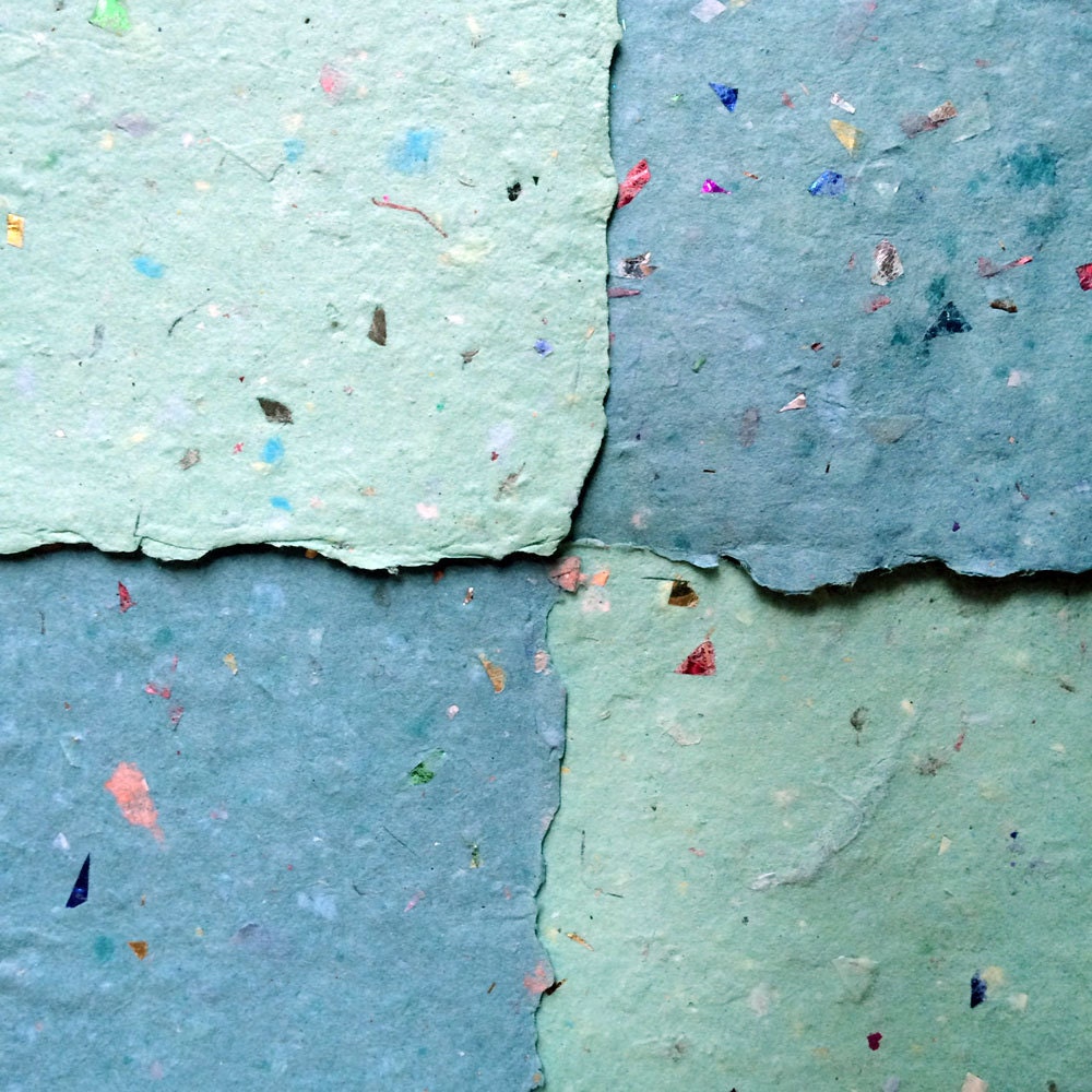 SALE 5 sheets beautiful handmade paper with deckle edge sea