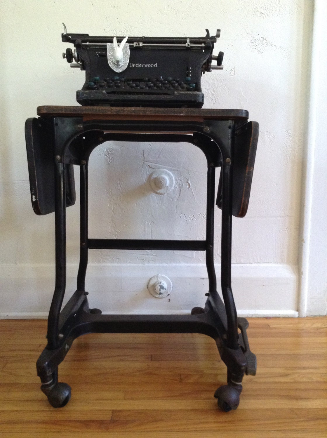 Vintage Modern Industrial Typewriter Table Stand Cart