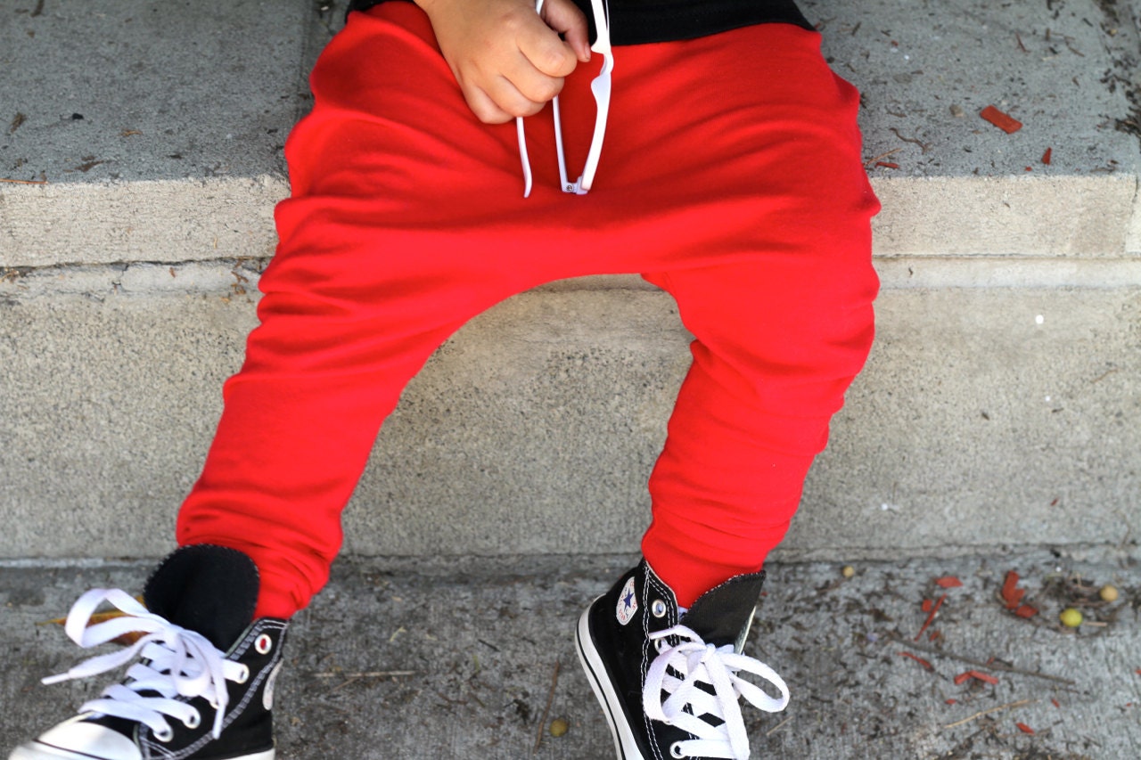Baby Girl Baby Boy Solid Bright Red Harem Pants Etsy