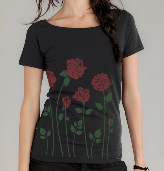 Red Roses Print t-shirt Women's Organic T-shirt Earth