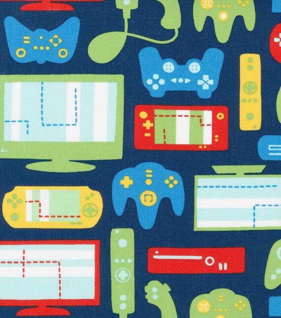 Gamer Game Controller PC Cotton Fabric 1/2 Yard