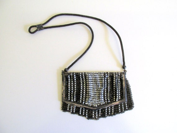 Download Antique Whiting and Davis Mesh Enamel Purse Flapper Black