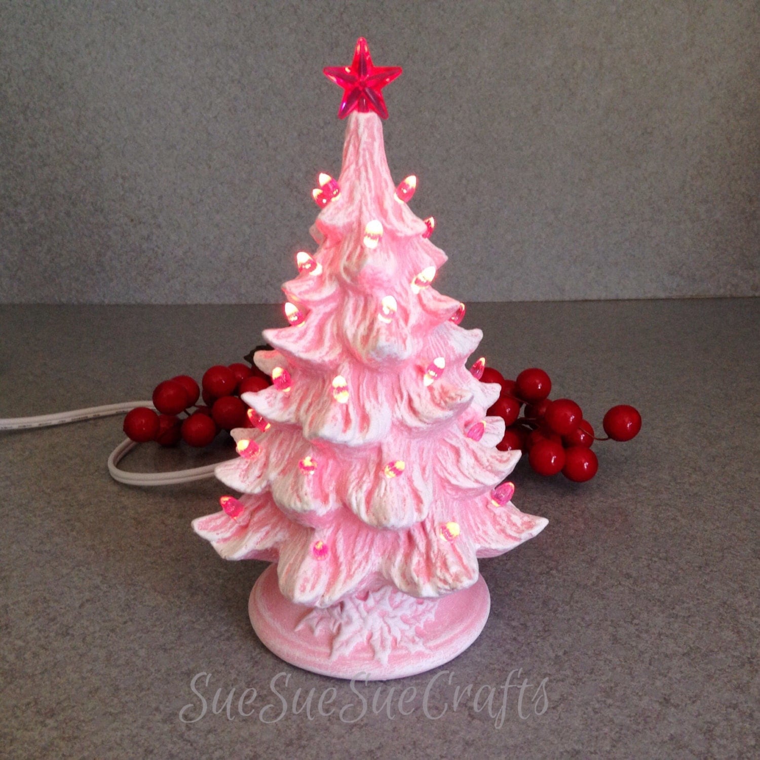 Pink Ceramic Christmas Tree 